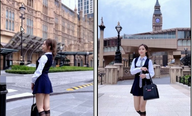 시우 렌의 초 인기 여신 '왕신야오'최신 하이라이트 극도로 아름다운 푸른 학생 드레스 검은 실크 긴 다리 아름다운 가슴과 얼굴 HD 1080P 버전