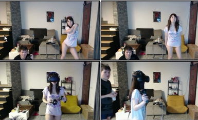 TP a famous female anchor forgot to turn off the camera, playing virtual helmet games with her boyfriend at home without wearing panties, Mandarin dialogues