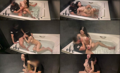 Korean super beautiful TS "Lin" is fucked in the bath from the bathroom to the bed.
