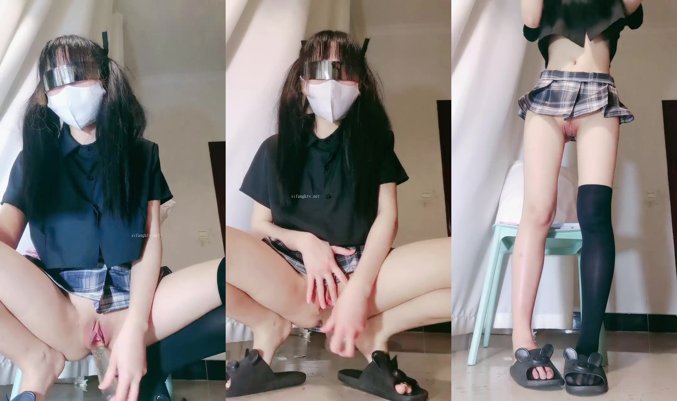 Long legged knee socks cute double ponytail girl Wenwen Cai (3)