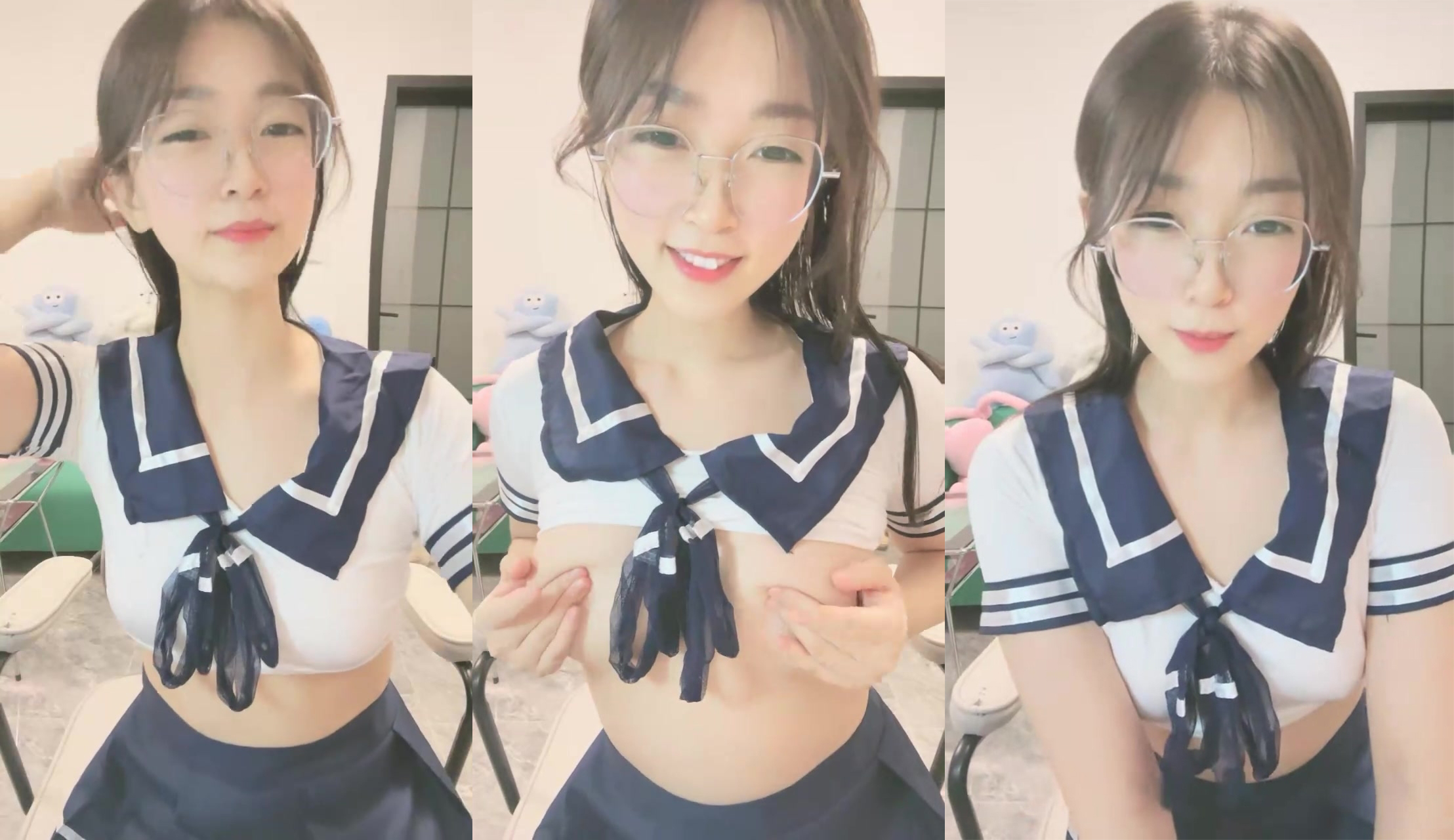 Nữ sinh đại học đeo kính@小素chương trình phúc lợi pellmetal tập thứ hai (4)