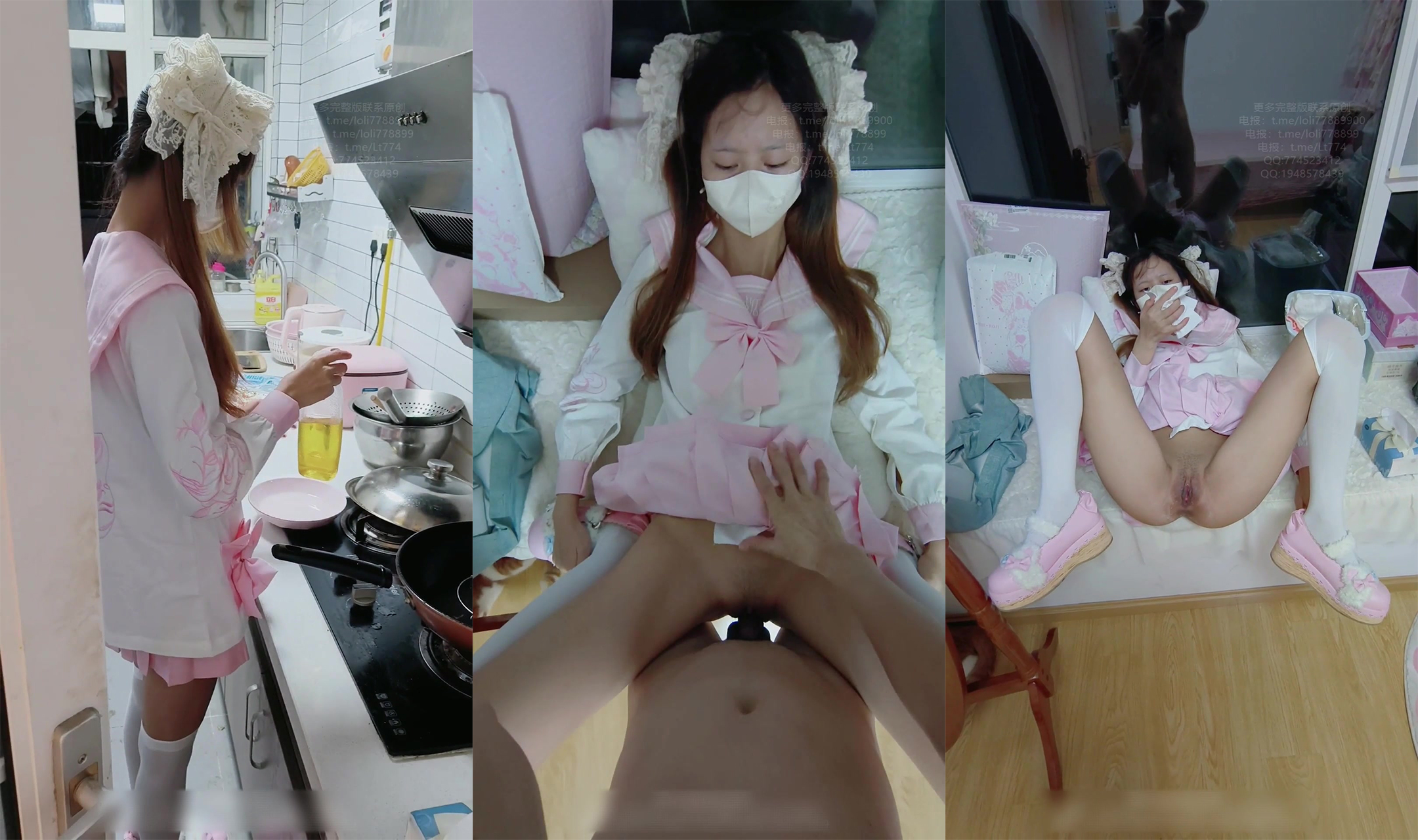 Lustful contrast beautiful girl [soft rabbit Lt774523412] pink pink little cook cooking by dad holding waist back into the small white socks Mary Jane shoes Super cute LO skirt little maid, again is the master of the day in the middle out!